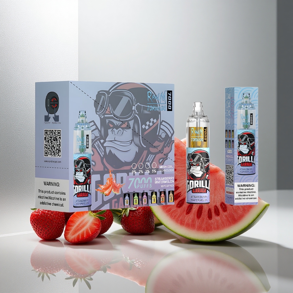 RandM Fumot Tornado 7000 Pufi Enkratna Vapa Jagoda-Lubenica z 14 ML E-tekočine in Mesh Coil
