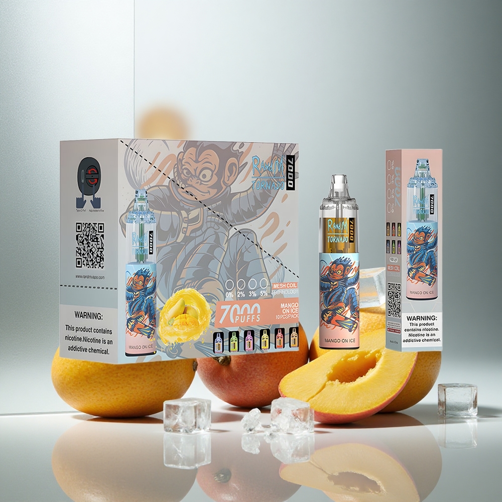 RandM Fumot Tornado 7000 Pufi Enkratna Vapa Mango na Ledu z 14 ML E-tekočine in 850 MAH Baterijo