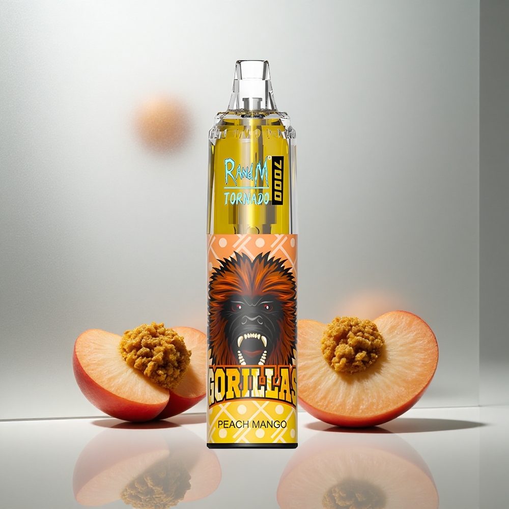 RandM Fumot Tornado 7000 Pufi Enkratna Vape Breskev Mango z 14 ML E-tekočine in Mesh Coil