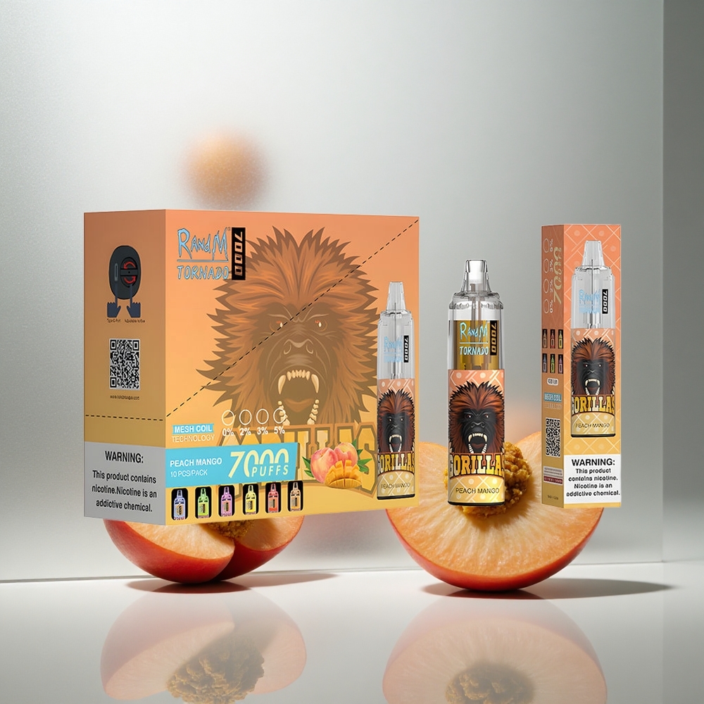 RandM Fumot Tornado 7000 Pufi Enkratna Vape Breskev Mango z 14 ML E-tekočine in Mesh Coil