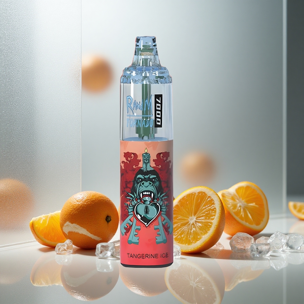 RandM Fumot Tornado 7000 Pufi Enkratna Vape Mandarina Led z 14 ML E-tekočine in Nastavljiv Zrak