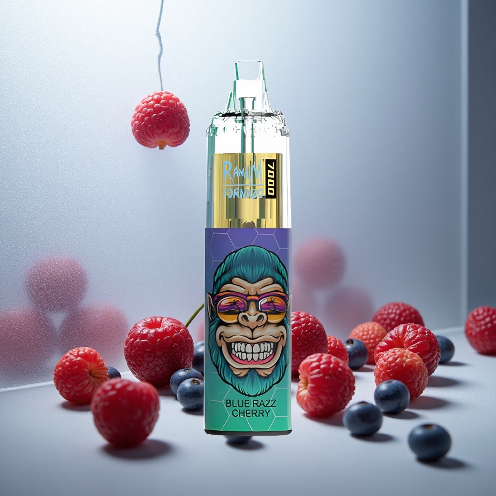 RandM Fumot Tornado 7000 Pufi Enkratna Vapnica Modri Malina Češnja z RGB in 14 ML E-tekočine