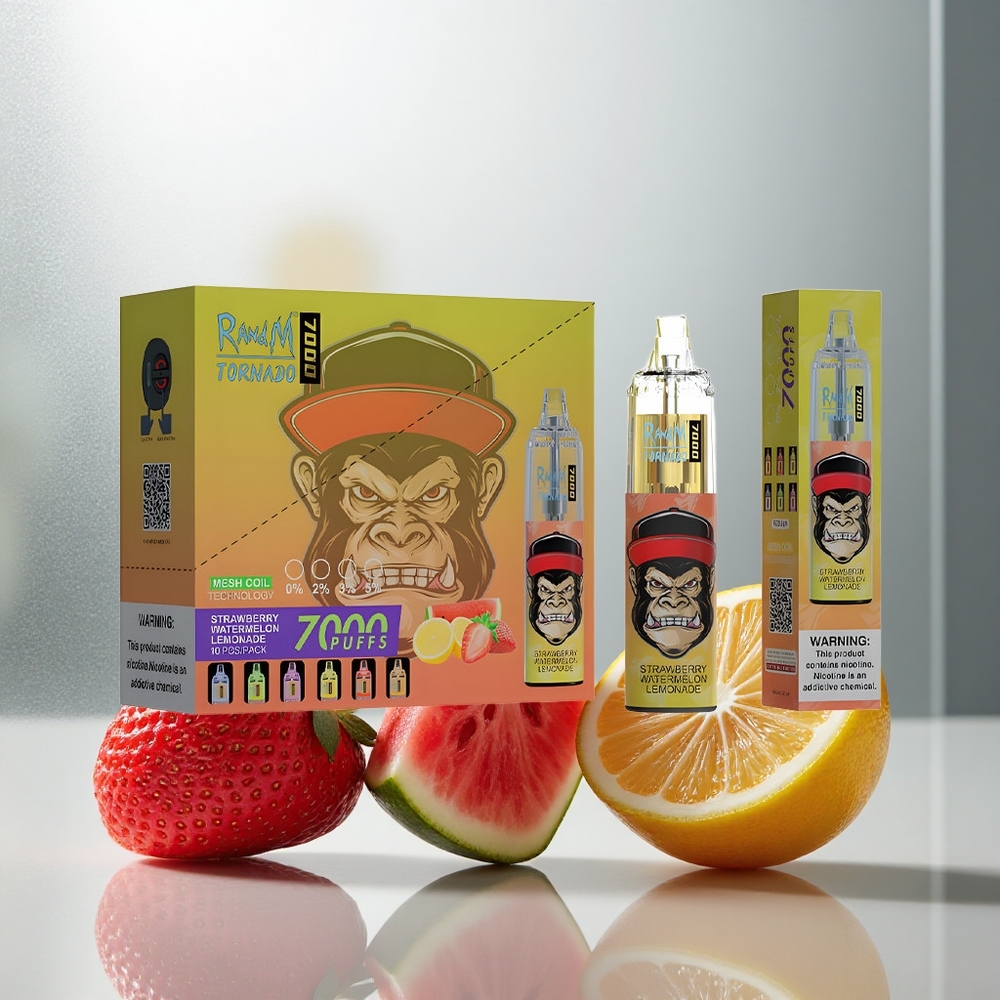 RandM Fumot Tornado 7000 Pufov Enkratna Vapa Jagoda Lubenica Limonada z 14 ML E-tekočine in Mesh Coil