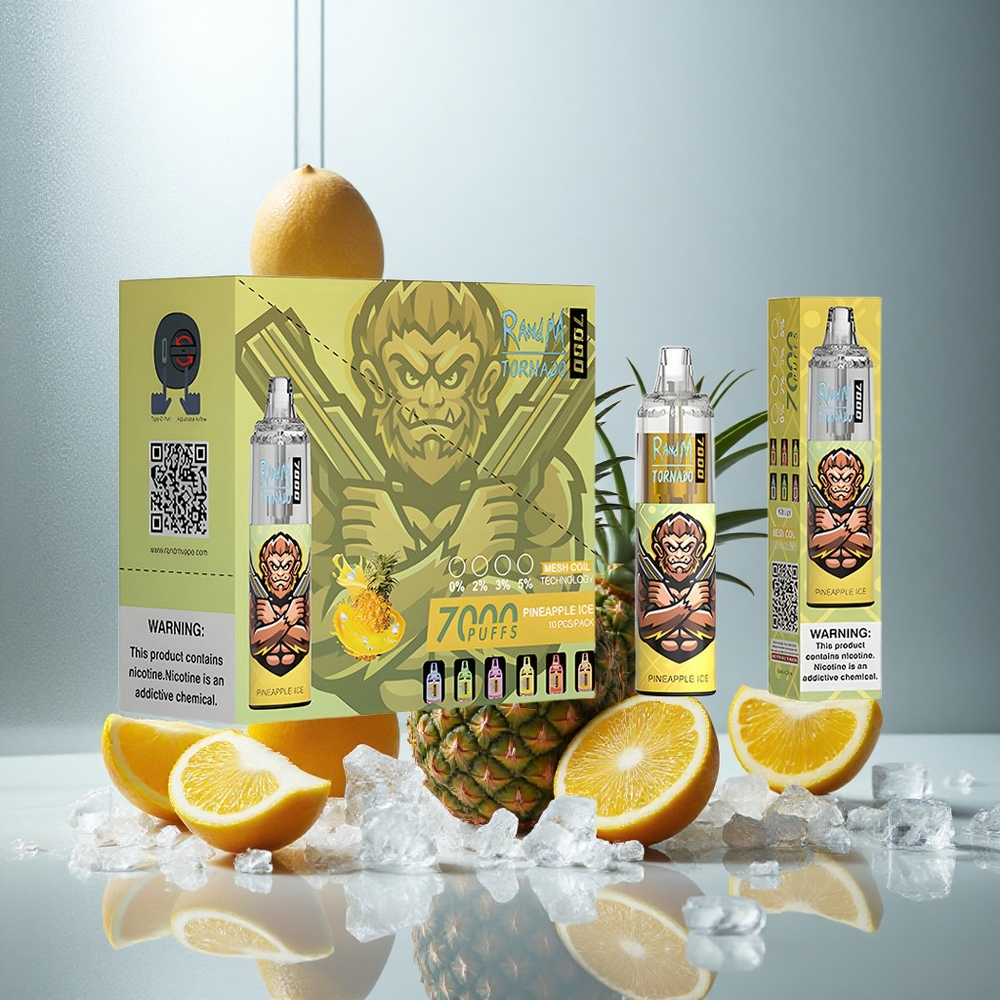 RandM Fumot Tornado 7000 Pufov Enkratna Vape Ananas Led z 14 ML E-tekočine in 850 MAH Baterijo