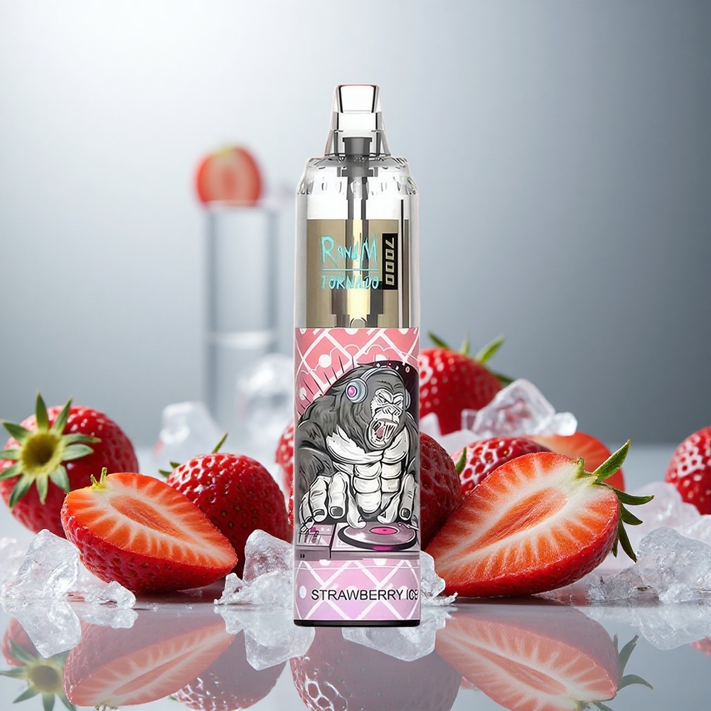 RandM Fumot Tornado 7000 Pufov Enkratna Vape Jagoda-Led z 14 ML E-tekočine in Nastavljiv Zrak