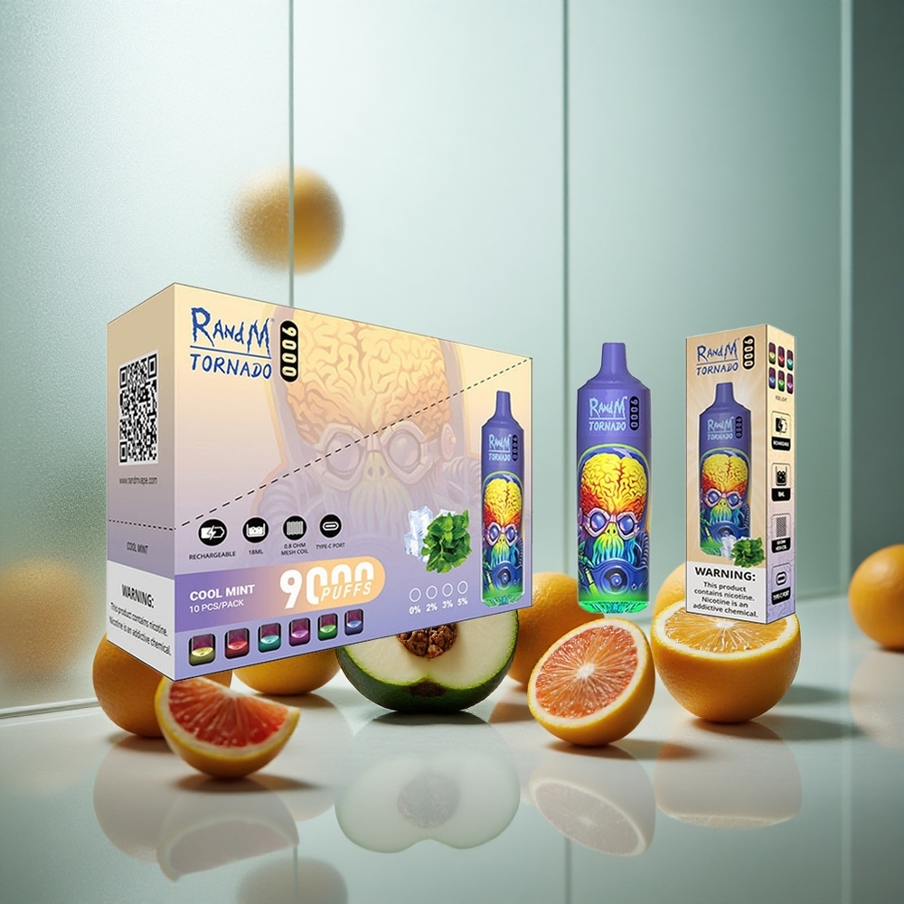 RandM Fumot Tornado 9000 Puffs Enkratna Vapa Hladna Meta z 18 mL E-tekočine in 850 mAh Baterijo
