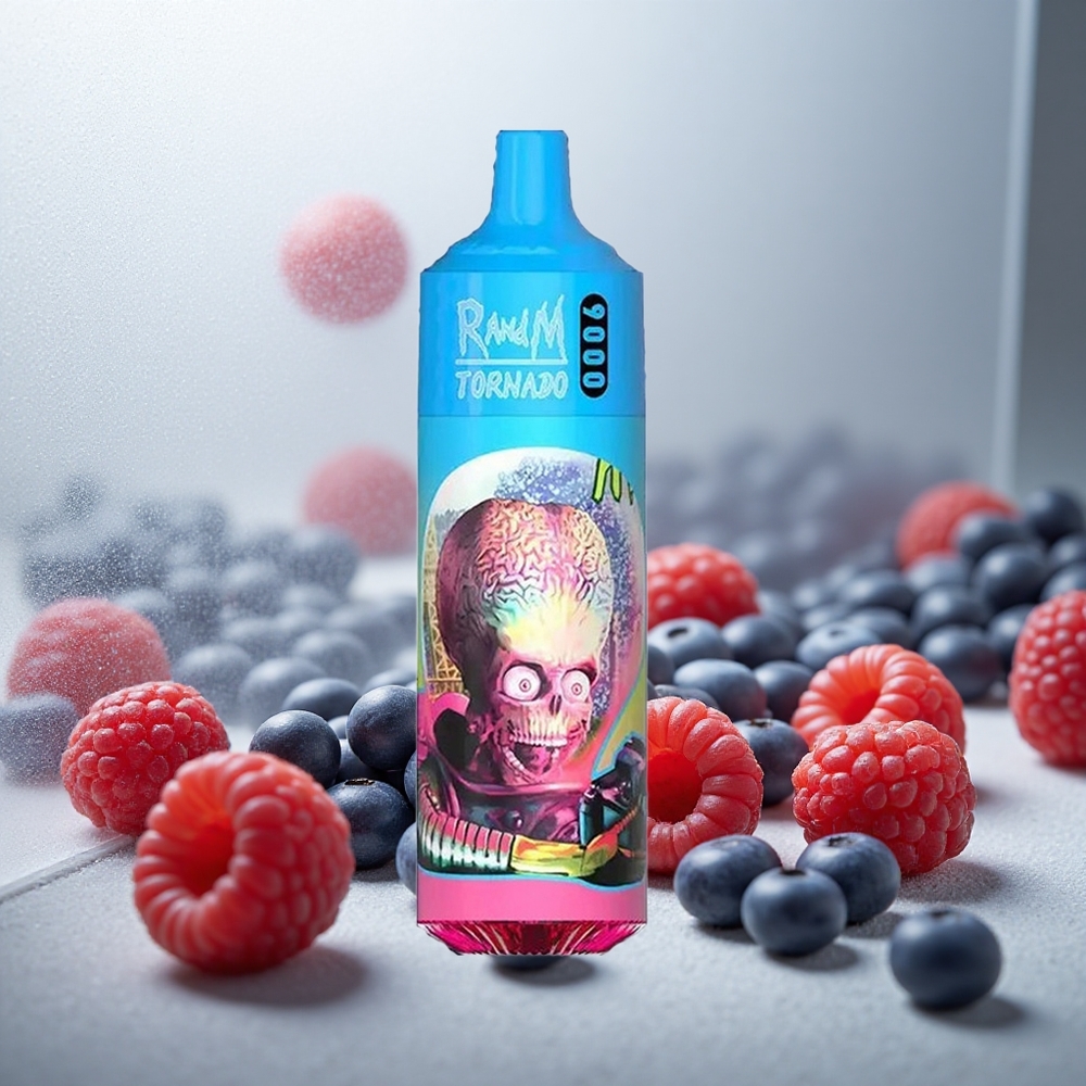 RandM Fumot Tornado 9000 Puffs Enkratna Vape Borovnica-Kisla Malina z 18 mL E-tekočine in 850 mAh Baterijo