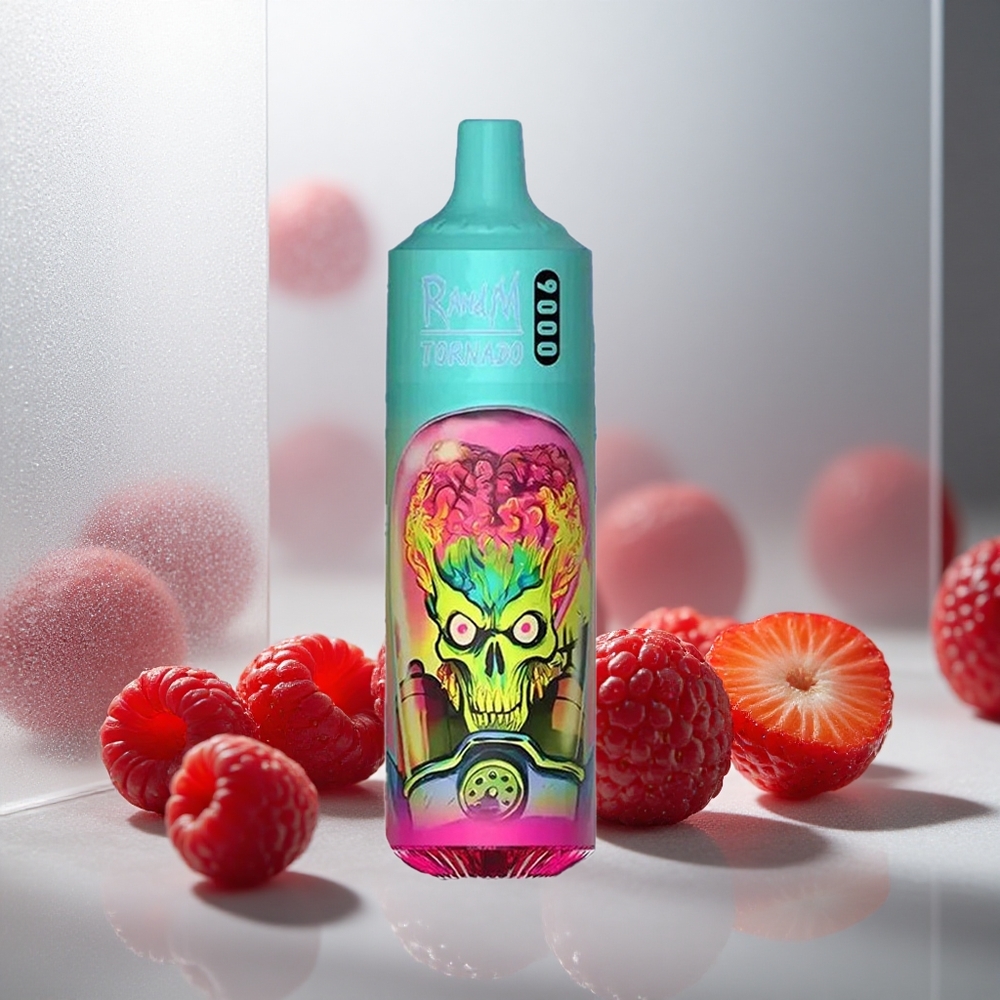 RandM Fumot Tornado 9000 Pufov Enkratna Vape Jagoda Malina z 18 mL E-tekočine in Mesh Coil