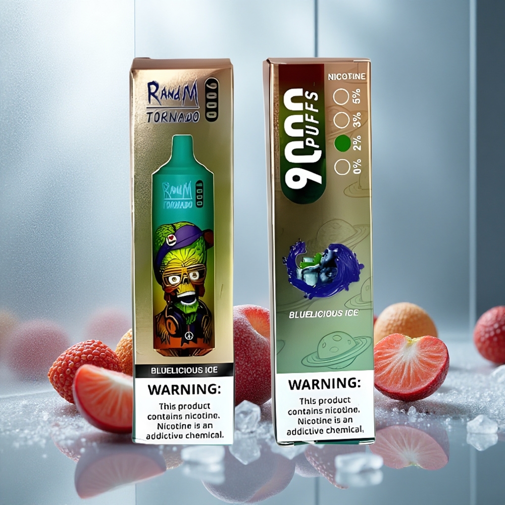 RandM Fumot Tornado 9000 Pufov Enkratna Vape Modro Ledeni Okus z 18 mL E-tekočine in 850 mAh Baterijo