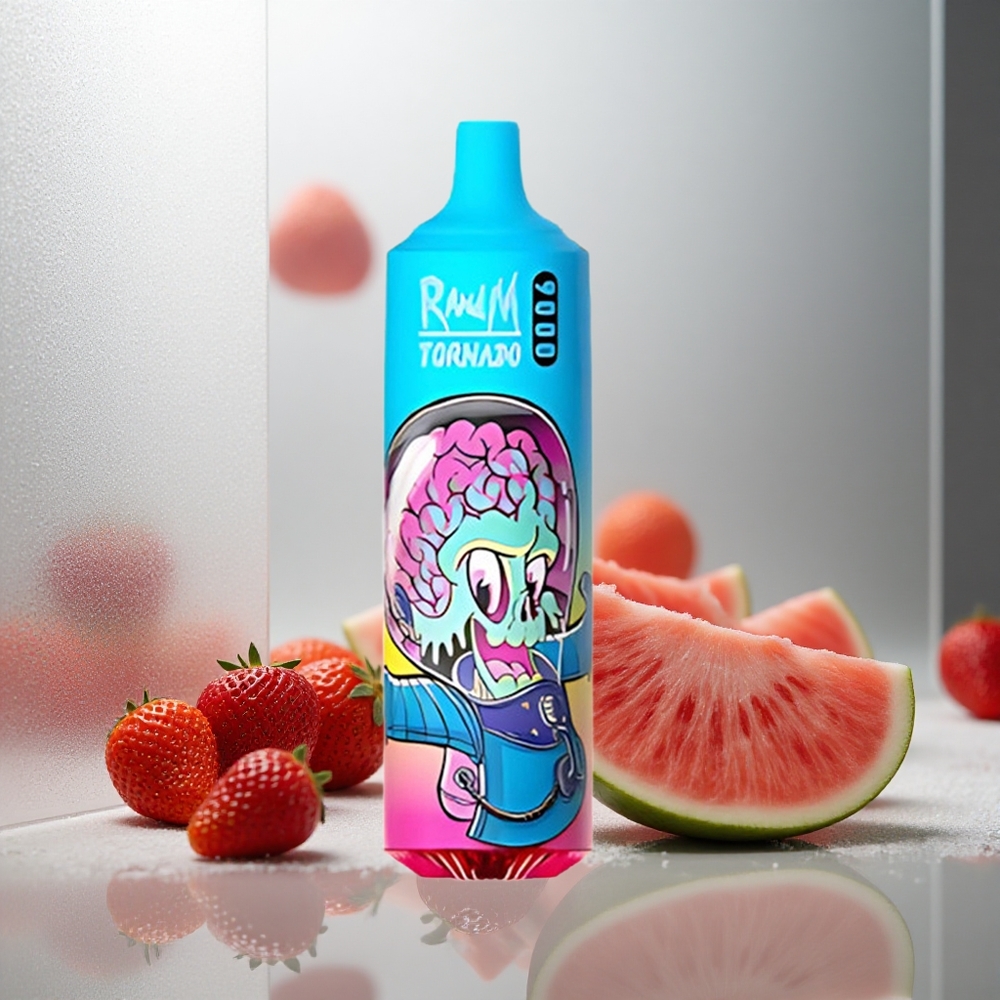 RandM Fumot Tornado 9000 Pufov Enkratna Vape Prime Jagoda Lubenica z 18 mL E-tekočine in 850 mAh Baterijo
