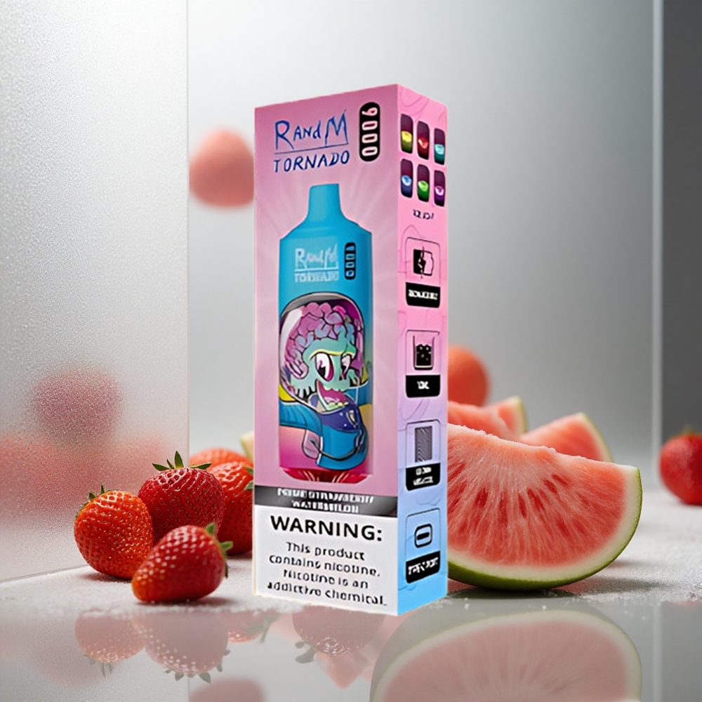 RandM Fumot Tornado 9000 Pufov Enkratna Vape Prime Jagoda Lubenica z 18 mL E-tekočine in 850 mAh Baterijo