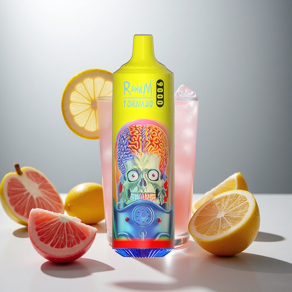 RandM Fumot Tornado 9000 Pufov Enkratna Vape Roza Limonada z 18 mL E-tekočine in 850 mAh Baterijo